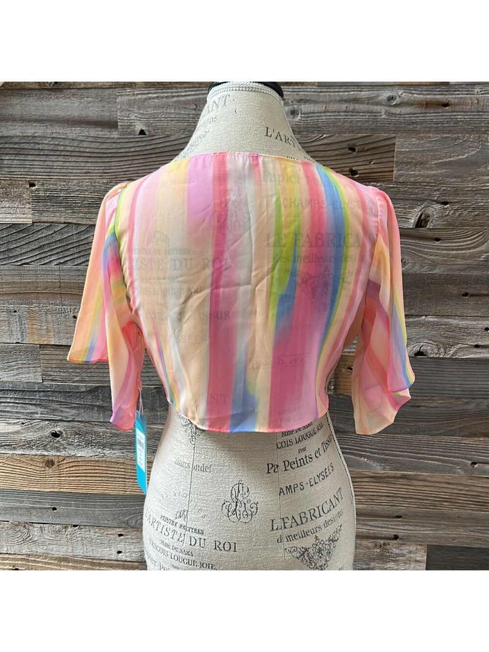 NWT Beach Bunny Mae Tie Front Crop Top Beach Coverup Stripe Size Small - Picture 4 of 9